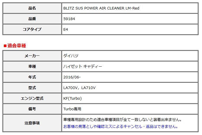 BLITZ ブリッツ コアタイプ サスパワー エアクリーナー LM-Red ハイゼット キャディー LA700V LA710V 2016 06- 59184