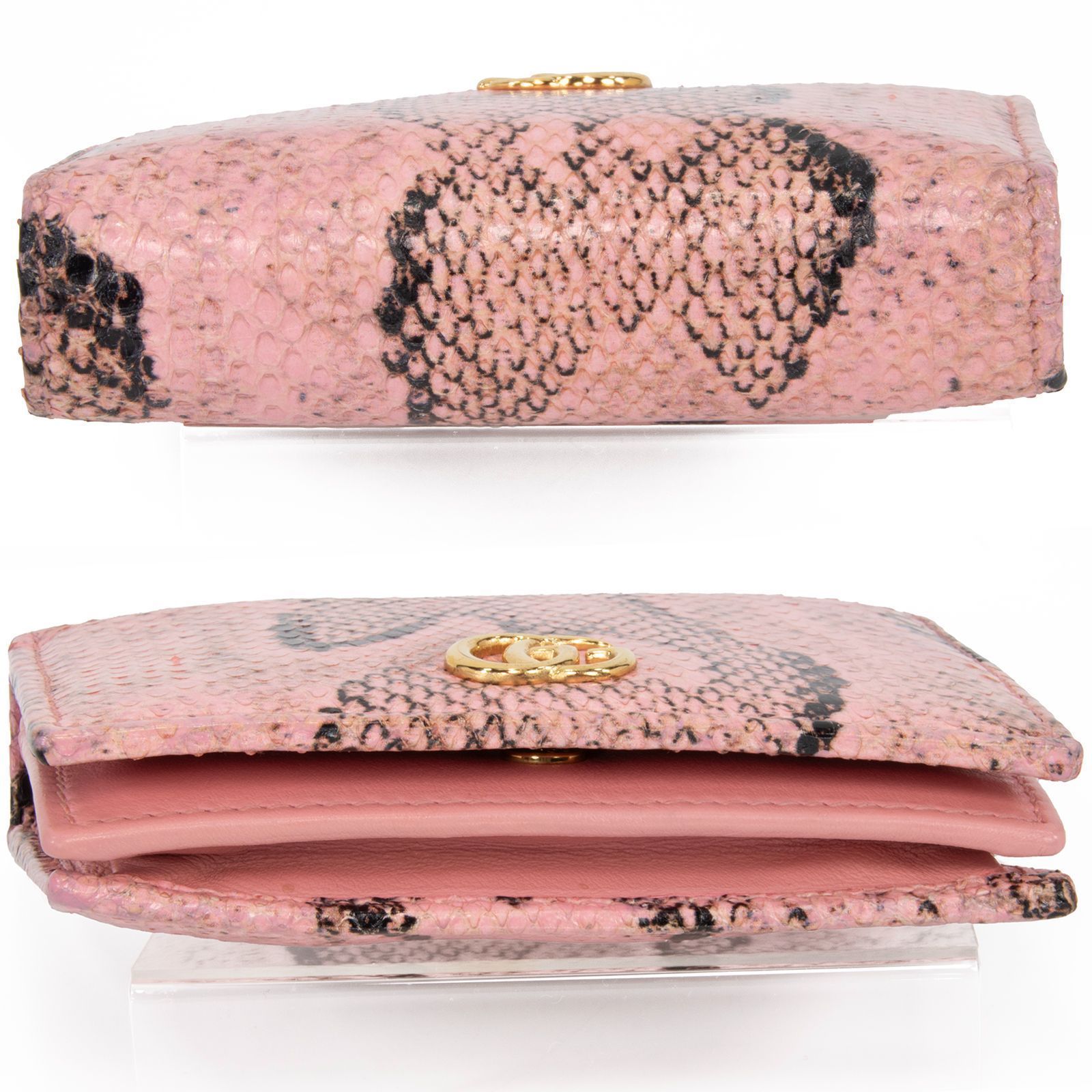 希少カラー グッチ♡日本限定色チェリー二つ折り財布　シマレザーゴールド金具ピンク 希少カラー グッチ♡日本限定色チェリー二つ折り財布 シマレザー