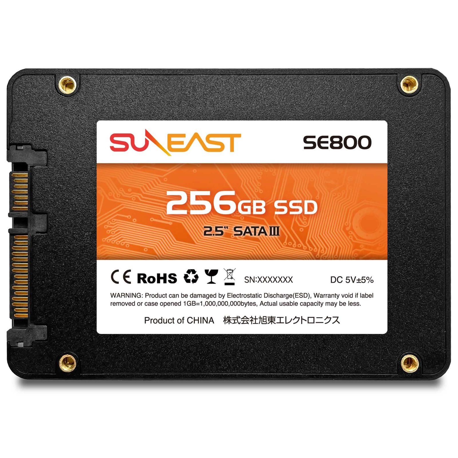 SUNEAST SSD 256GB 内蔵 2.5インチ SATA TLC 3D NAND採用 SATA3 6Gb/s 7mm 3年保証 サンイースト SE800-256GB [256GB]