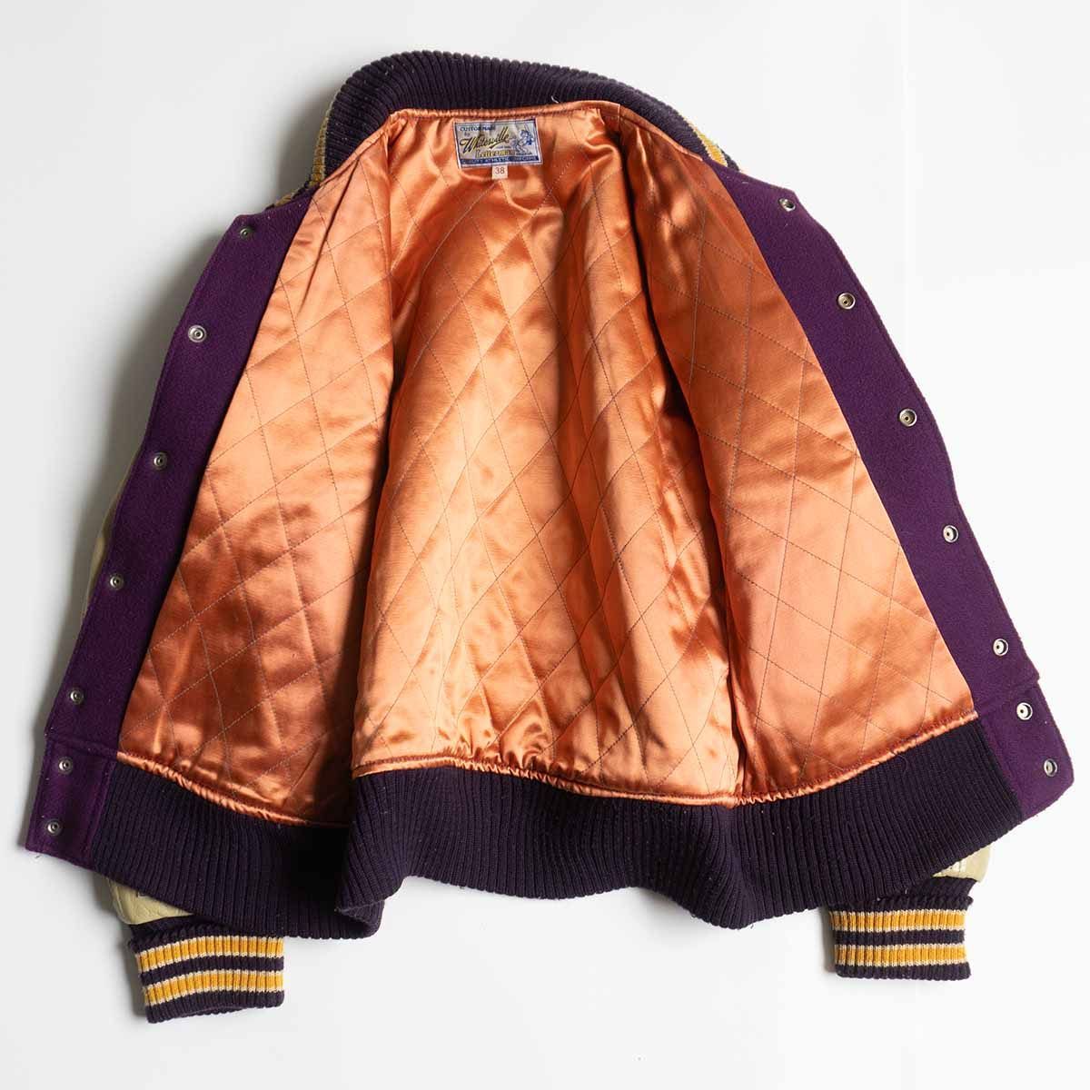 美品】WHITESVILLE【フルデコ レザースリーブ スタジャン】38  