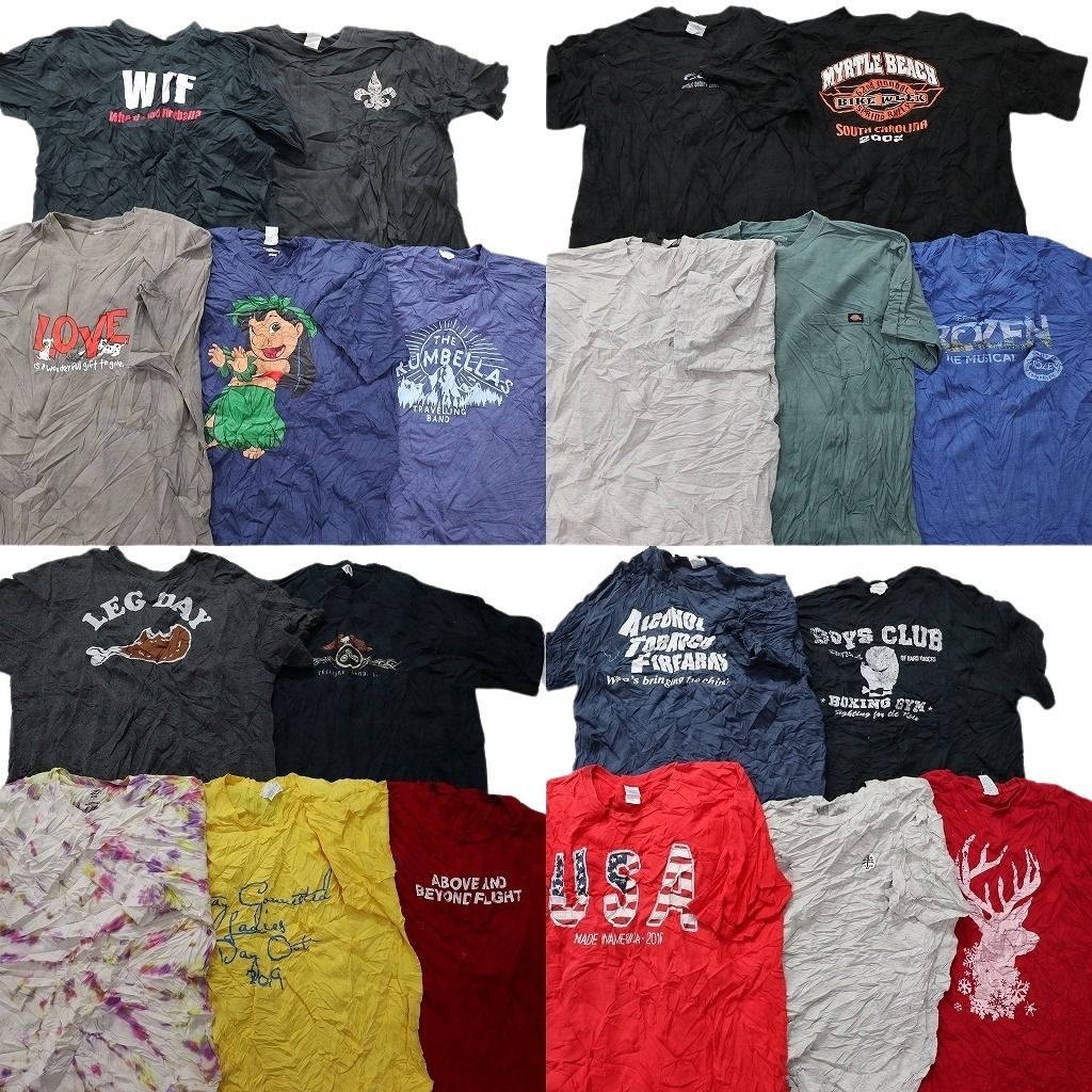 古着卸 まとめ売り 半袖Tシャツ 20枚セット (メンズ XL ) ディッキーズ ディズニーキャラクター プロチーム NFL セインツ 中古 古着 MY7311