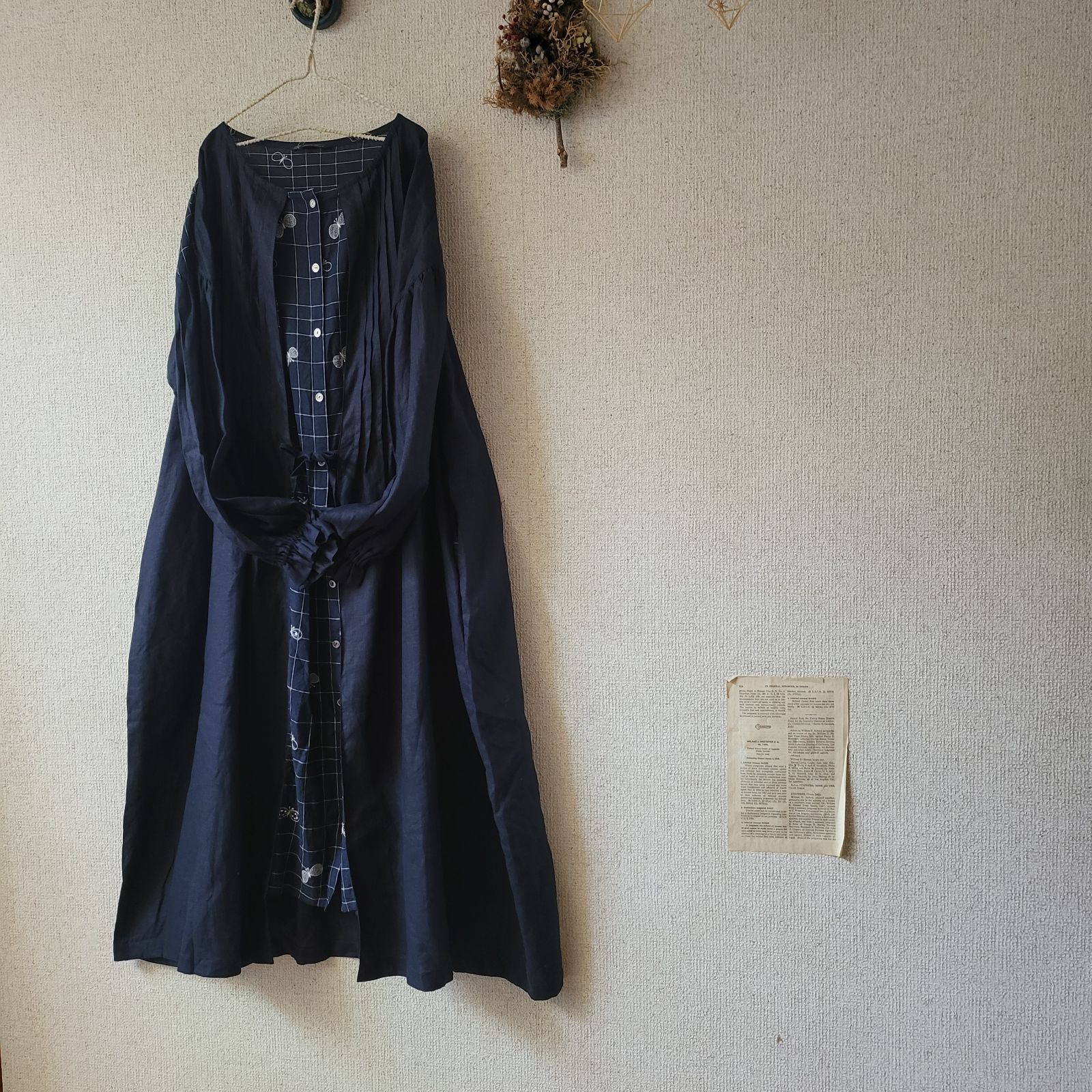 ハンドメイド ミナペルホネン 格子柄choucho切り替えワンピース - メルカリ