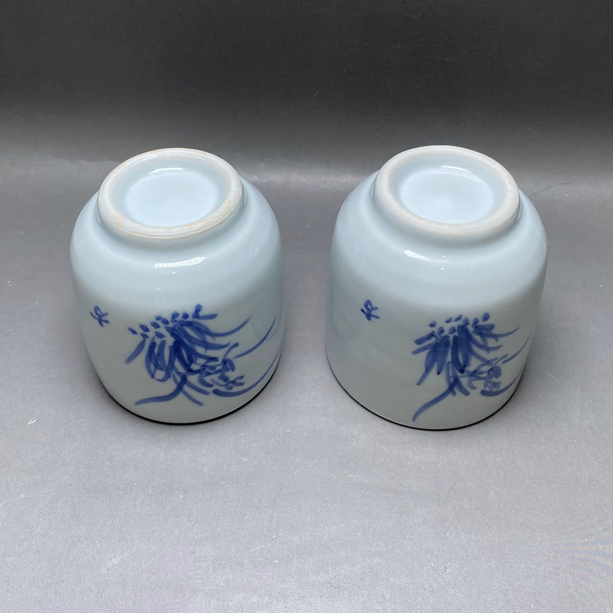 高麗染付蘭花紋茶碗 韓国李王家 楽善斎 李方子 高麗焼茶碗(夫婦茶碗