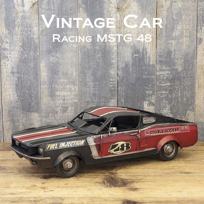 ビンテージカー Vintage Car ヴィンテージカー Racing MUSTANG 48 置物 アメリカン雑貨 2703