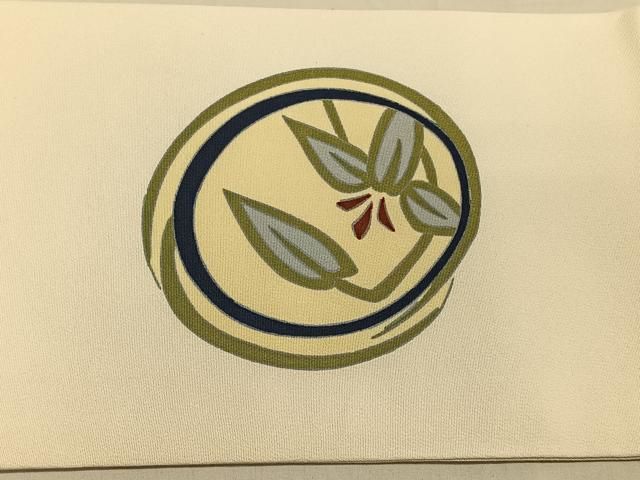 夏物 絽の塩瀬名古屋帯（つばめ文）手描き染め アンティーク 正絹美品