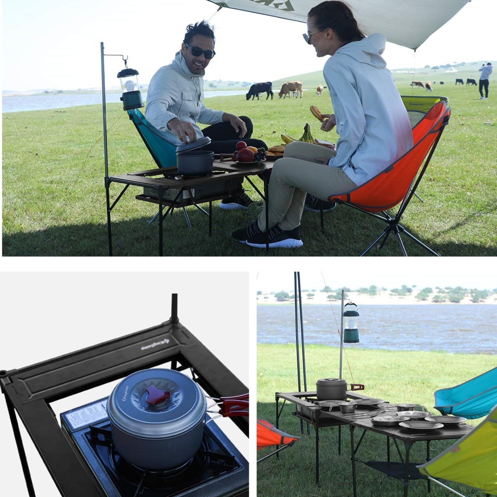BBQ DIY組合 ロールテーブル アルミ 折りたたみ バーベキューテーブル ピクニック コンロ対応 超軽量 テーブル アウトドア KingCamp