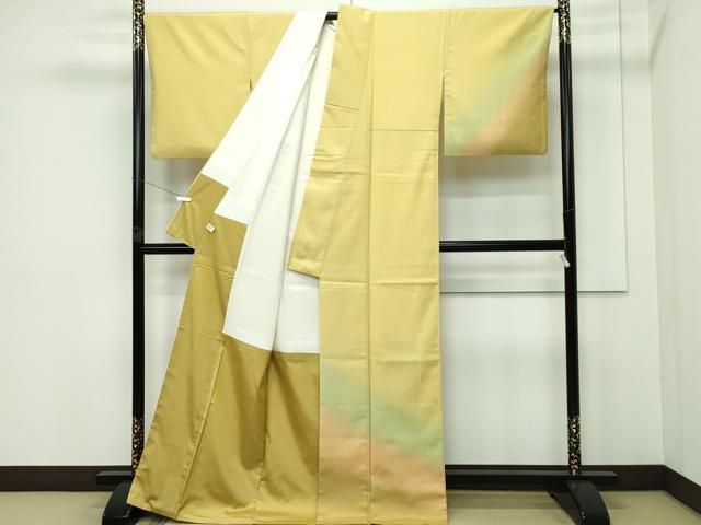 平和屋着物□極上 奥越後 ぜんまい紬 自然工房 柿渋庵 動物草花文