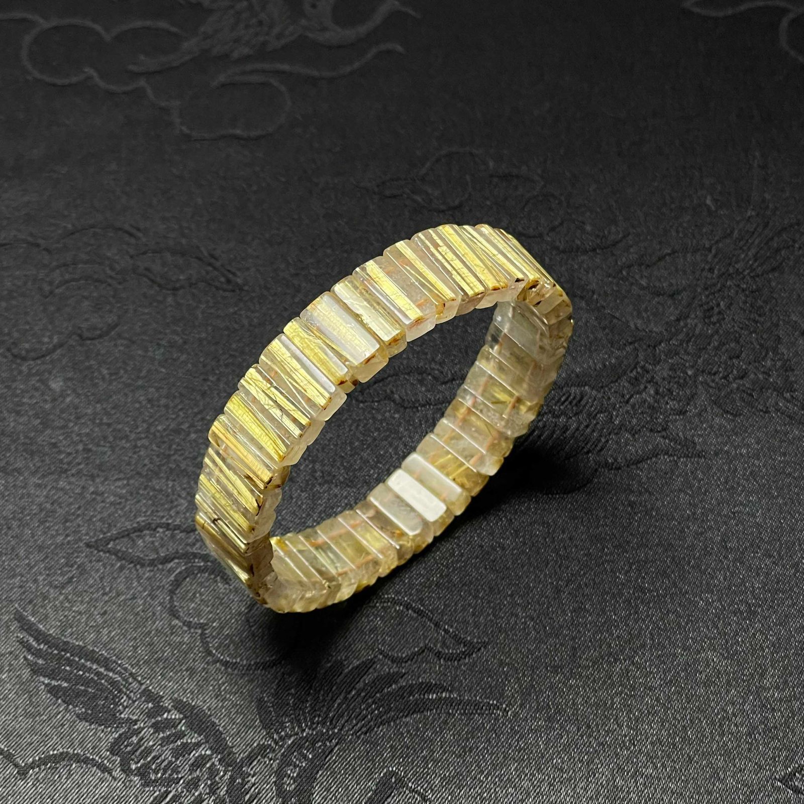 10%OFF EU製 タイチンルチルバングル 黄金針水晶 ブレスレット パワーストーン 金運 お守り プレゼント1 12.7*5.5*4.7mm ZB9349