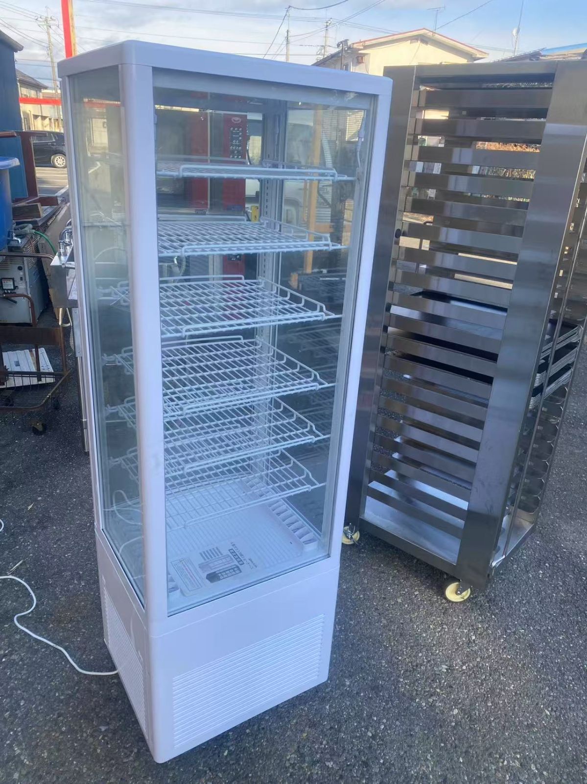 レマコム 4面ガラス 冷蔵ショーケース 卓上型 63L ブラック 冷蔵庫