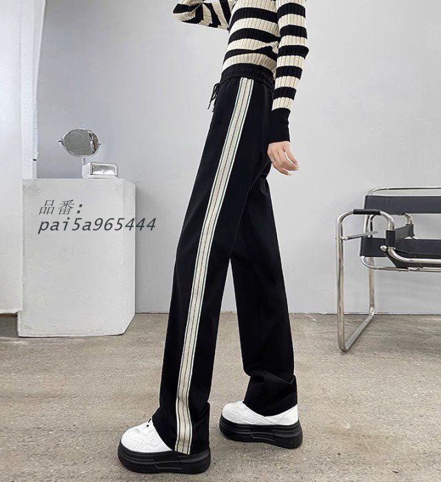 サイドラインパンツ サイドライン ジャージ レディース ボパンツ ロング丈 ドロスト ハイウエスト 大きいサイズ 黒 シンプル カジュアル 3L 4L pai5a965444