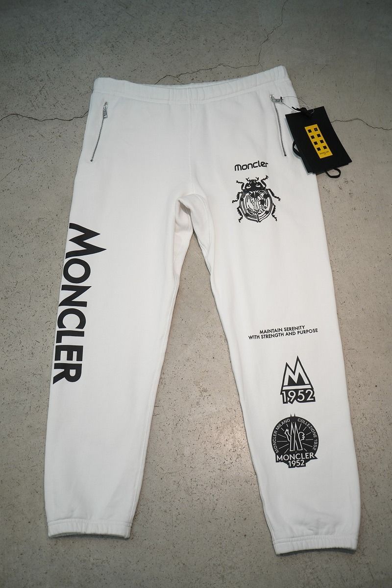 正規 MONCLER GENIUS モンクレール ジーニアス 1952 ロゴ スウェット ジョガー パンツ 白S G20928H00007 本物914P♪