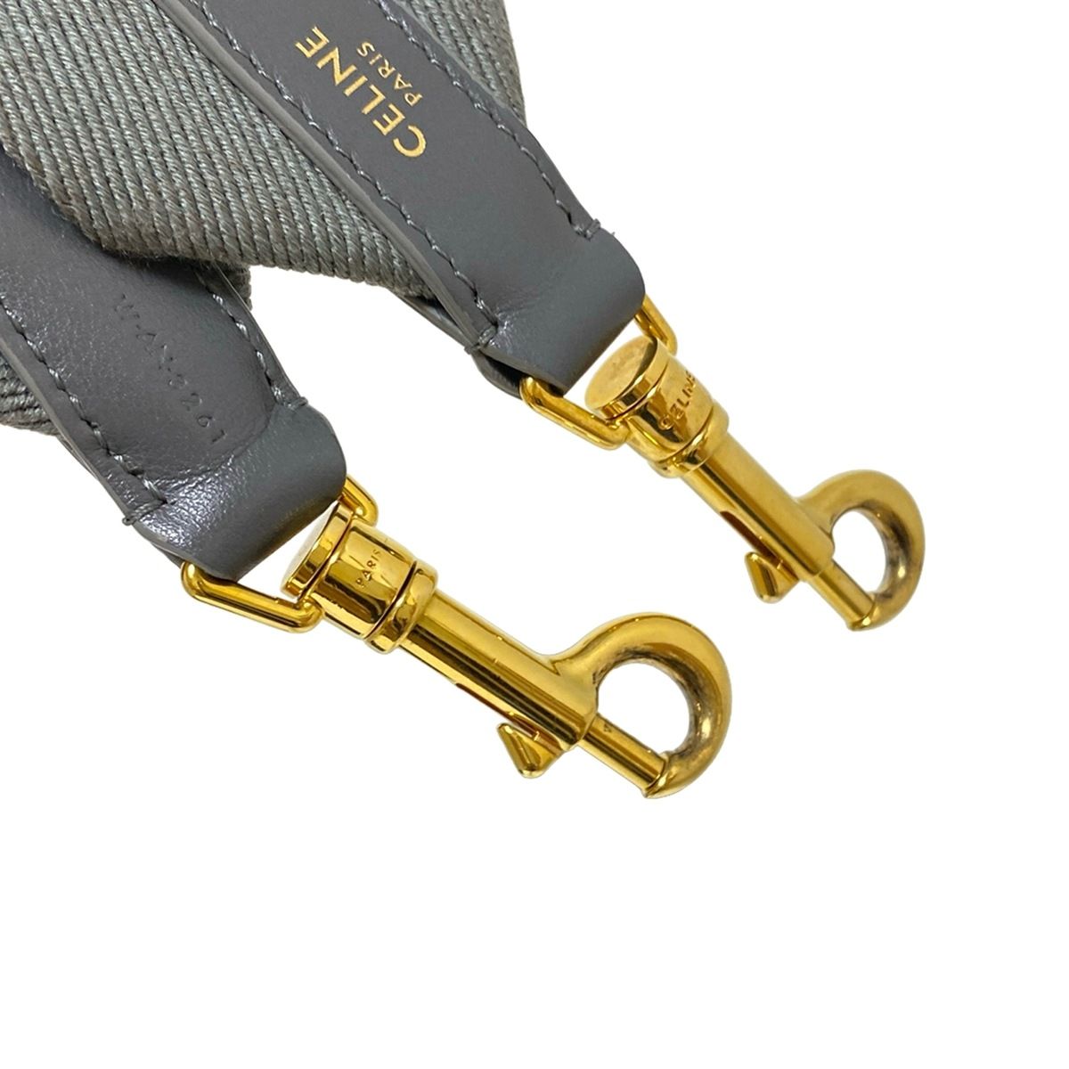 CELINE セリーヌ ショルダーストラップ - グレー×ゴールド レザー DECORATOM_COM_BR