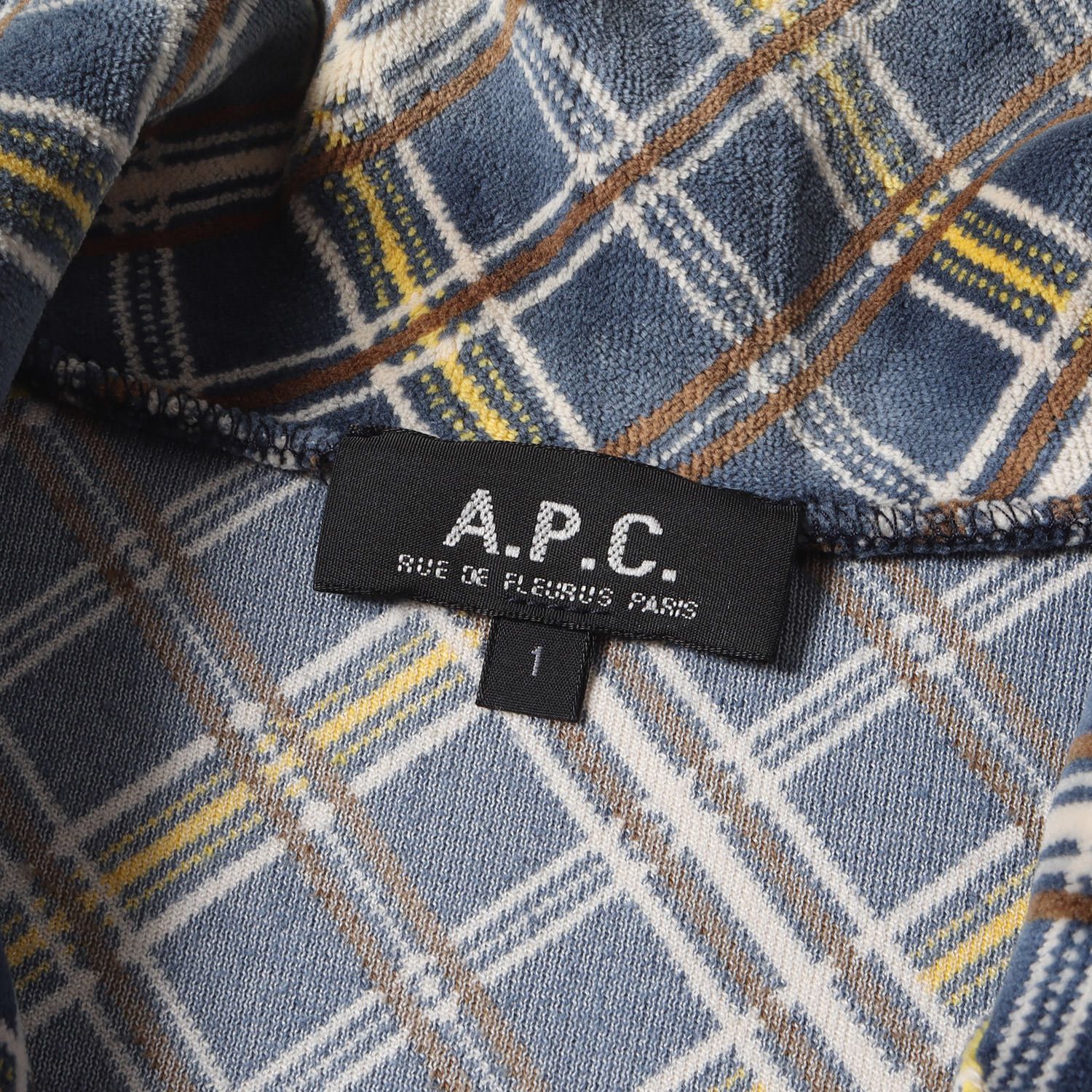 A.P.C. ジャケット バイアスチェック 起毛 カットパイル ハイネック 