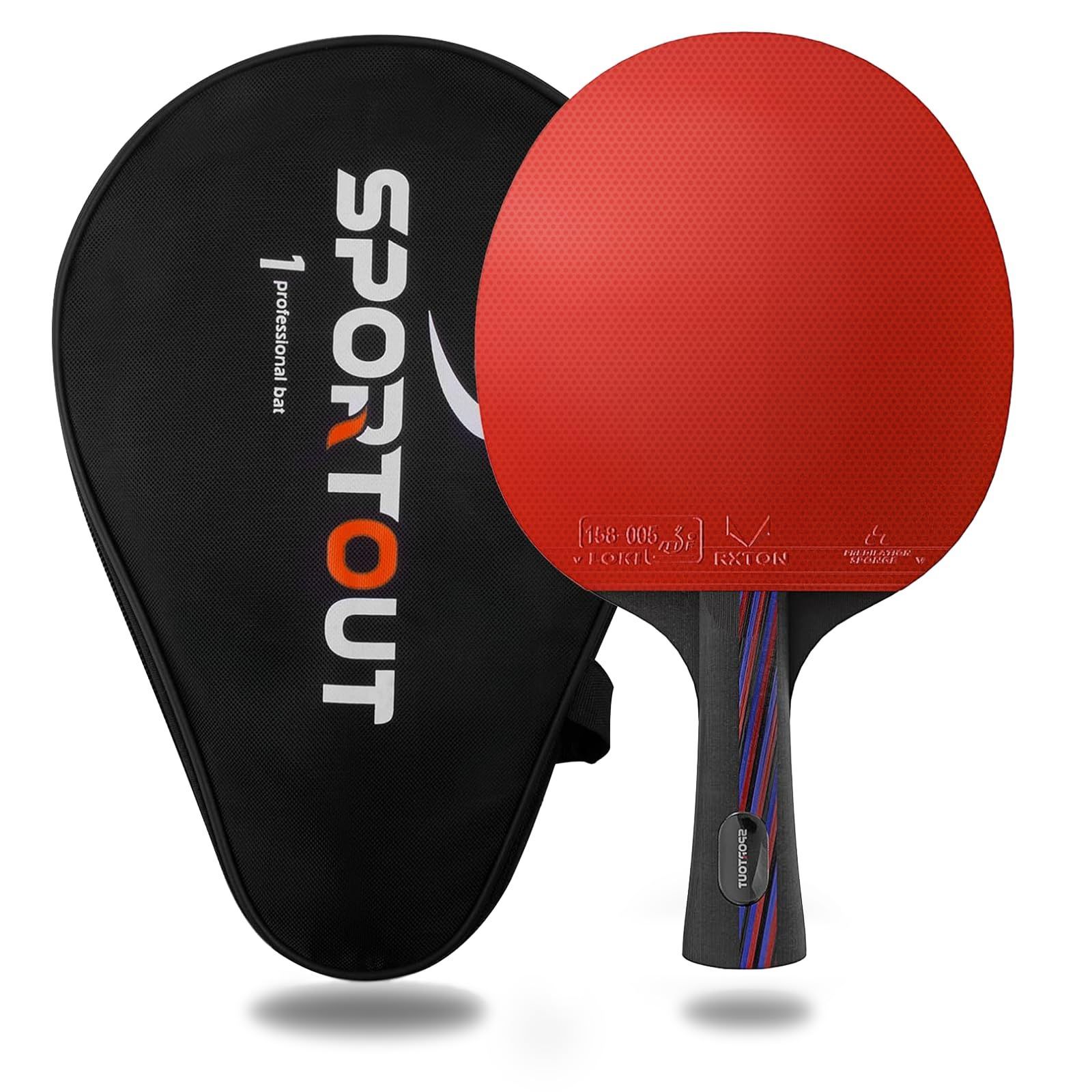 プロフェッショナル卓球パドル ケース付き ピンポンパドル 卓球ラケット Sportout 高度なトレーニングやトーナメント用