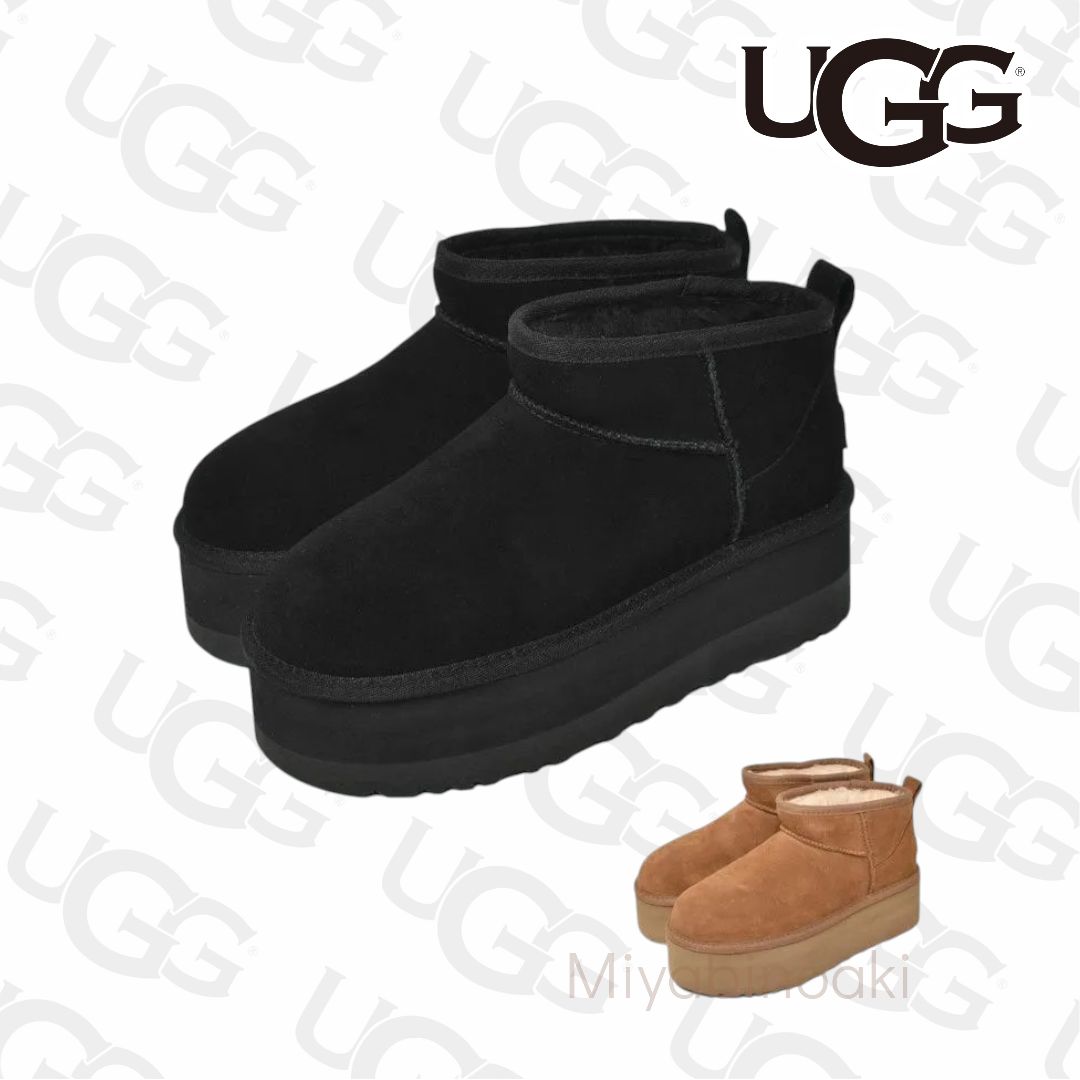 UGG アグ クラシック ウルトラ ミニ プラットフォーム 厚底 レディース ブーツ W CLASSIC ULTRA MINI PLATFORM  1135092 BLACK シープスキン ムートンブーツ - メルカリ