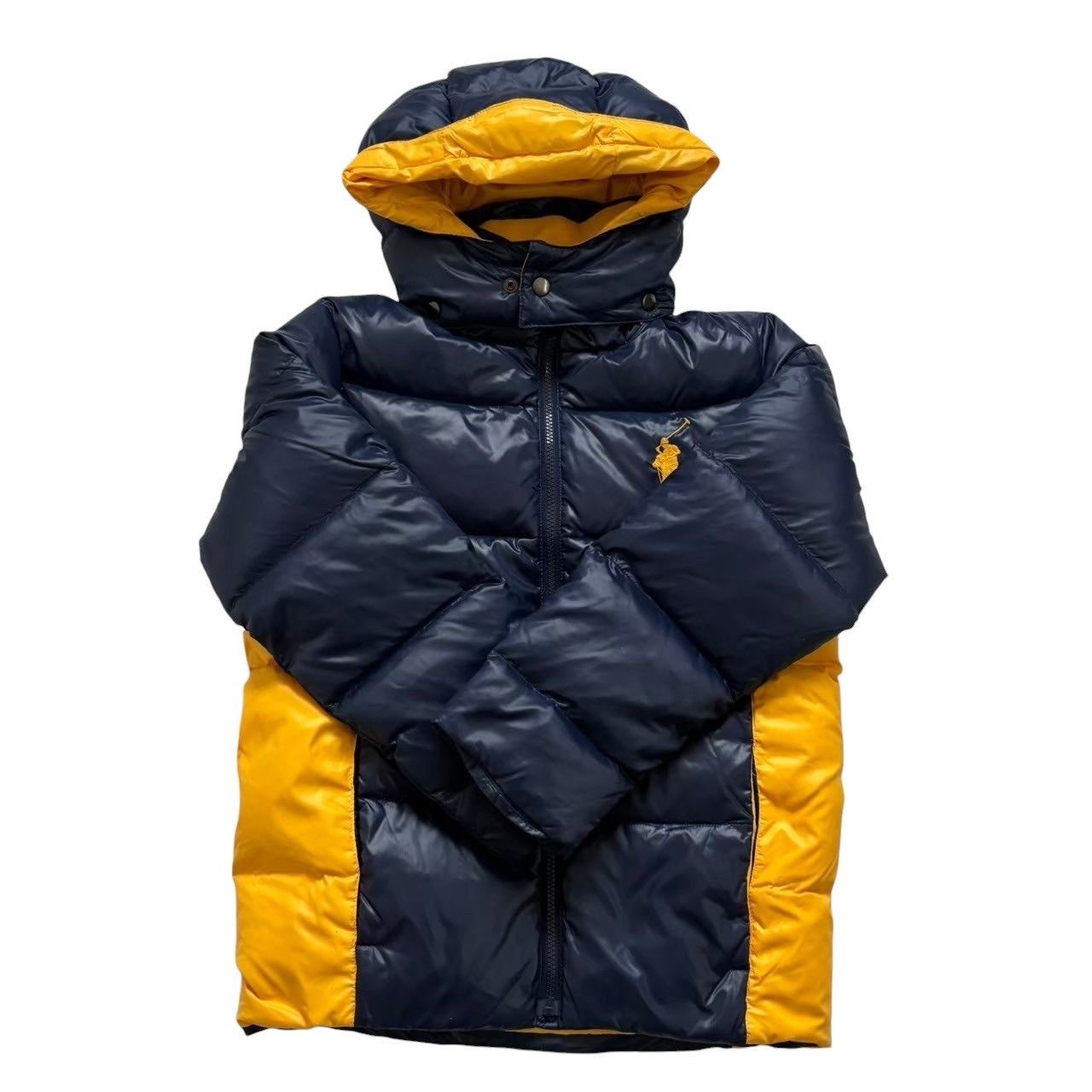 POLO Ralph Lauren ポロ ラルフローレン ダウンジャケット 紺 黄 アウター 上着 ファッション キッズ M 10-12 約140cm
