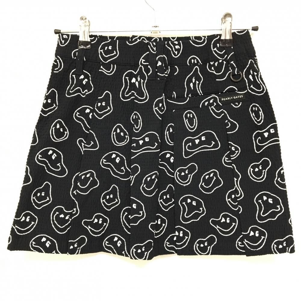 パーリーゲイツ スカート 黒×白 TOKE NIKO サッカー生地 レディース 00 XS ゴルフウェア PEARLY GATES