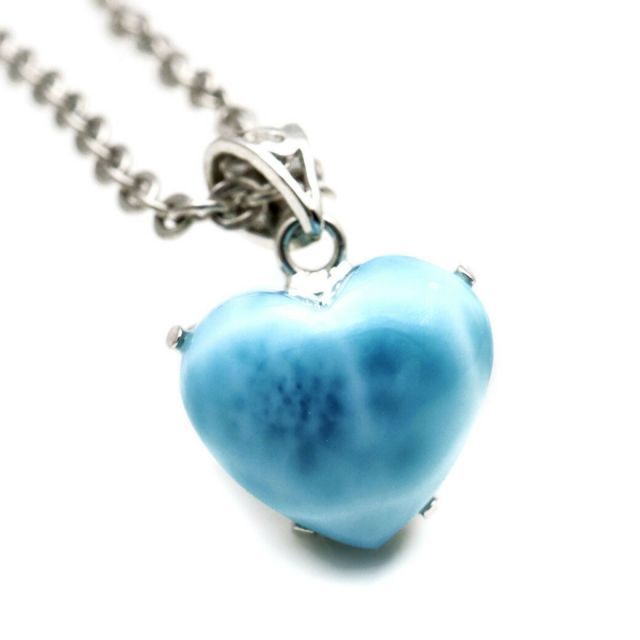 ラリマー ネックレス ハート型 天然石 ペンダント Silver925 ロイヤル