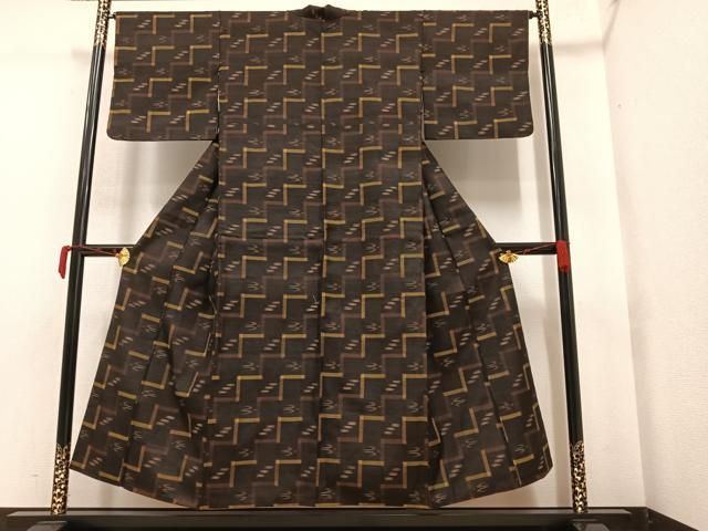 平和屋着物○本場琉球絣 紬 反端付き 正絹 逸品 未使用 CAAV6523vf