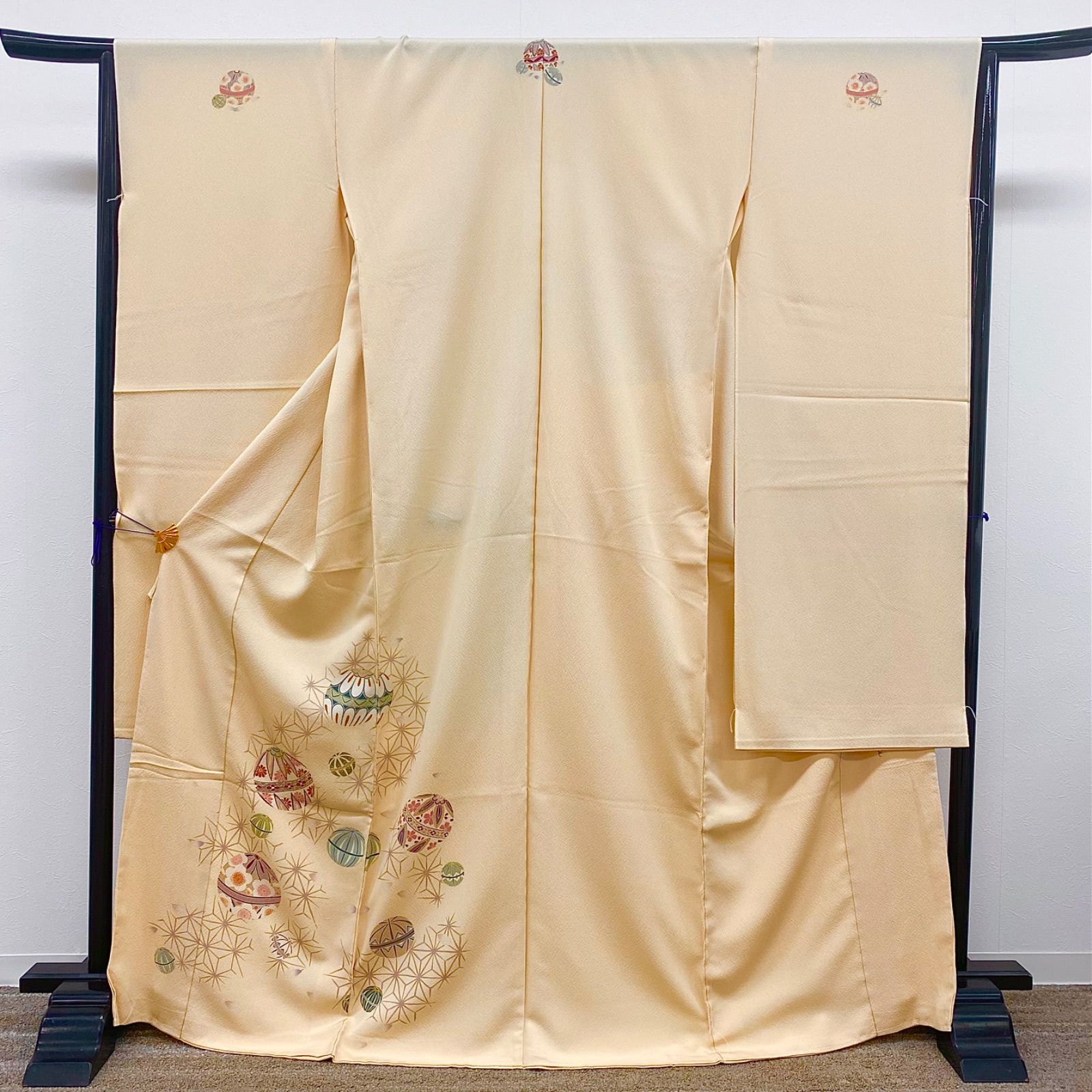 ブランド振袖 仮絵羽 コムサデモード 舞台衣装 正絹 未仕立て品 八掛付き 鞠 MOK805