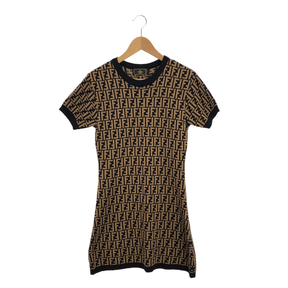 Fendi ズッカ半袖ミニワンピース FENDI フェンディ ニットワンピース 半袖 ズッカ柄 レディース