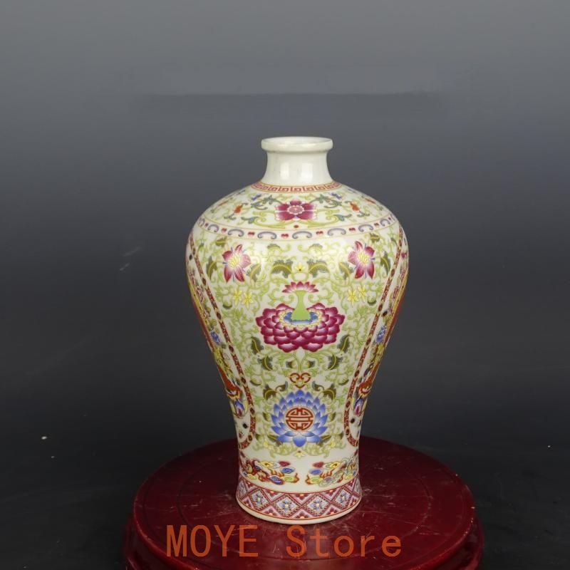 清康熙青釉粉彩タンカ紋梅瓶 景徳鎮 陶磁器 装飾品 現代工芸品
