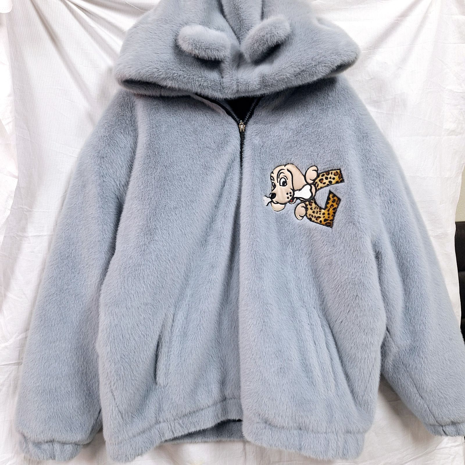 28美品ガルフィー 色ぼんやりファーブルゾン改 ブルー タイダイ