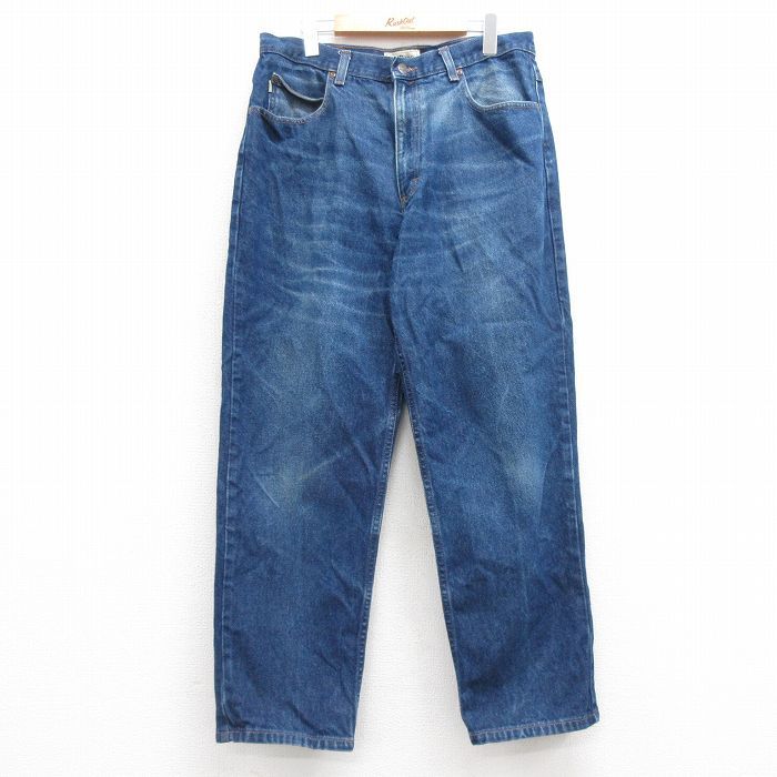 W34/古着 エルエルビーン LLBEAN ジーンズ メンズ 00s ヒゲ コットン 紺 ネイビー デニム 24oct11 中古 ボトムス ジーパン Gパン ロング パ