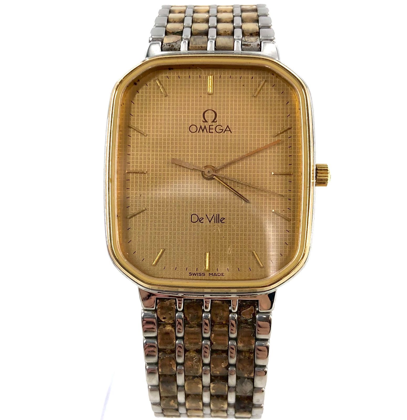 OMEGA オメガ De Ville デヴィル SS/GP/QZ メンズ腕時計 ゴールド文字