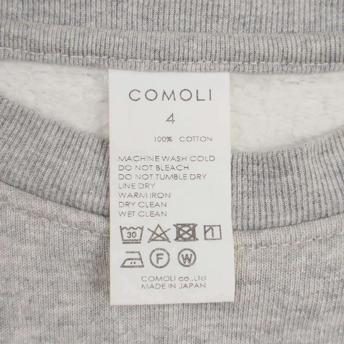 値下げ　COMOLI コモリ　スウェット　グレー COMOLI コモリ 22AW コットン吊裏毛クルーネックスウェット