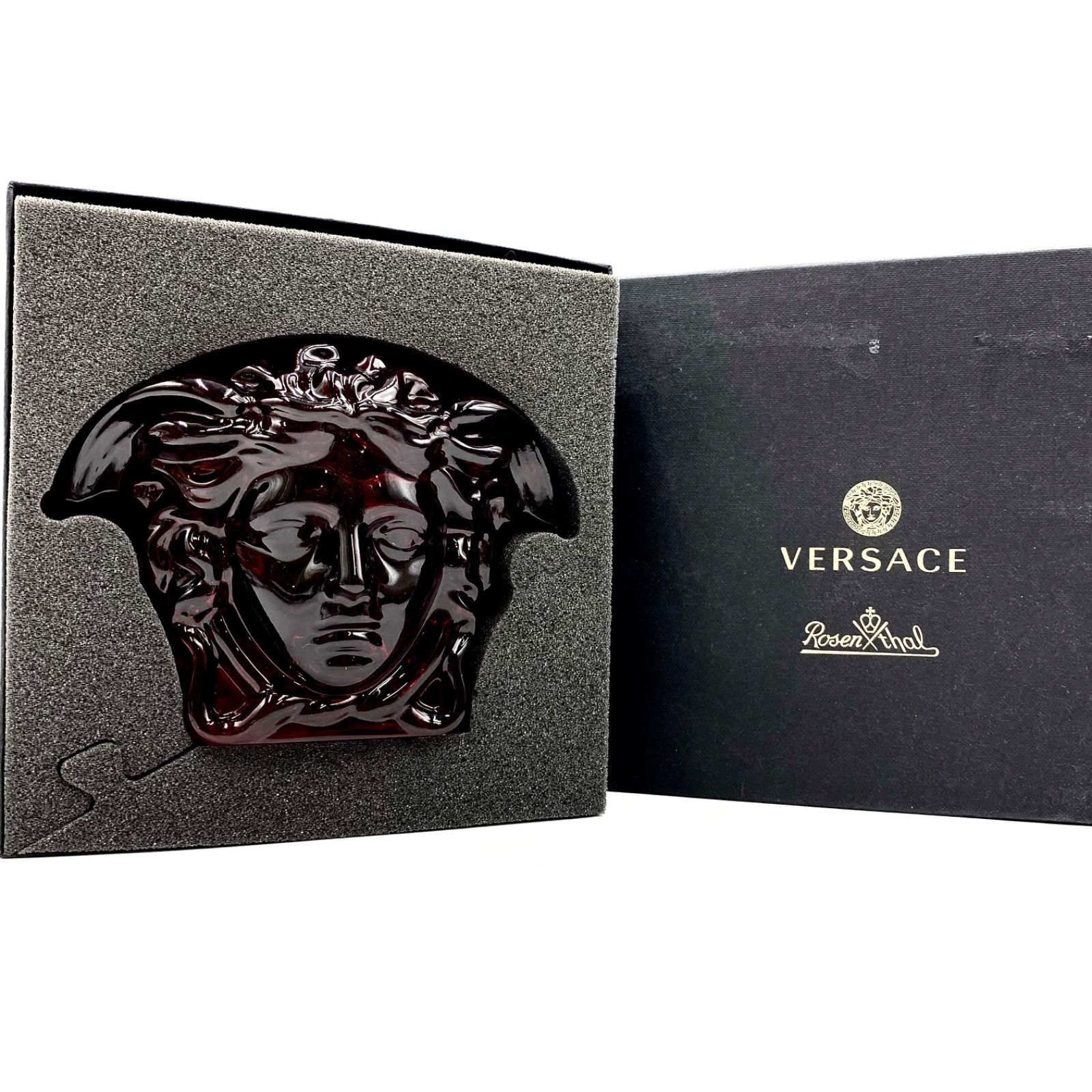 VERSACE ヴェルサーチェ ヴェルサーチ Rosenthal メデューサ クリスタル ペーパーウエイト レッド 置き物 文鎮