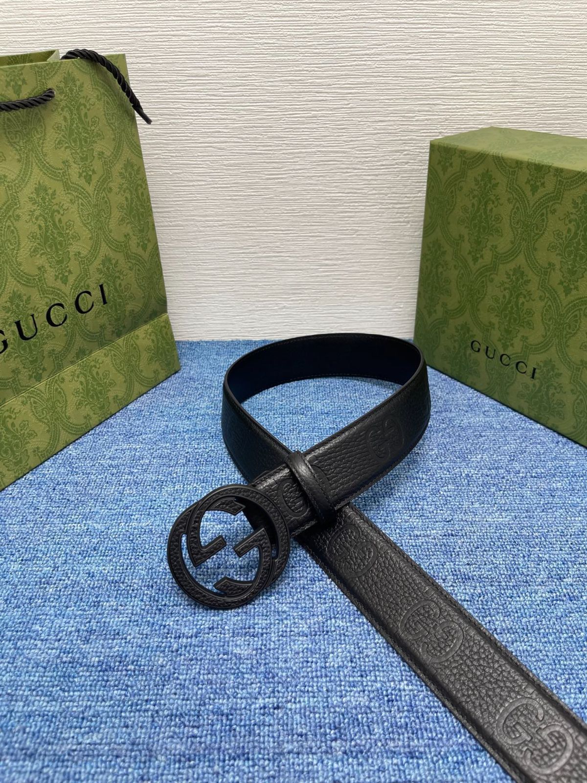 今日特価】Gucci Signature ダブル G バックル 本革ベルト-3