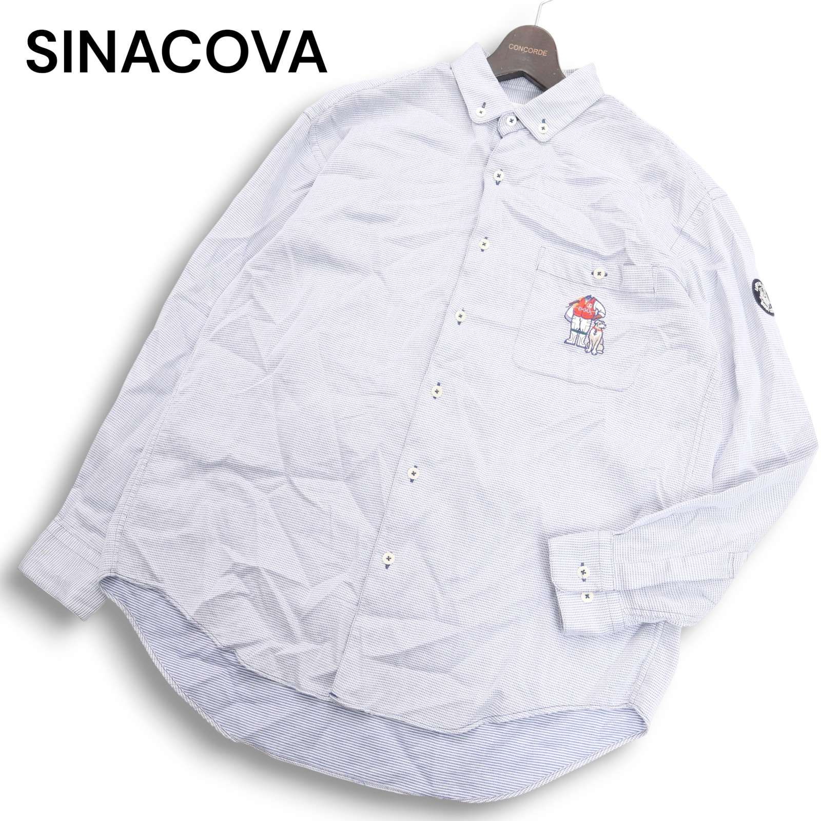新作入荷，本物保証 SINACOVA シナコバ 通年 ロゴ刺繍&ワッペン★ 長袖 ポロシャツ トレーナー Sz.LL　メンズ 大きいサイズ