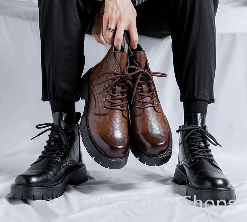 上質牛革 紳士ブーツ 革靴 ビジネス カジュアル レザー メンズシューズ 高級感 ブラック サイズ選択可能 FC97