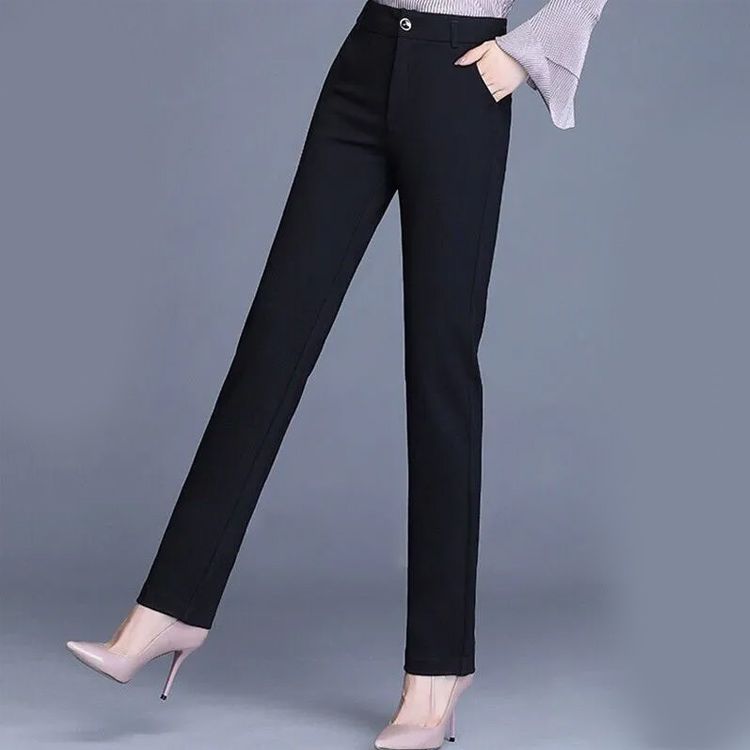 LCB-2411-001 パンツ ロング丈 ストレート テーパード スラック ストレッチスキニーパンツ ブラック グレー[品番：LCLW0002152