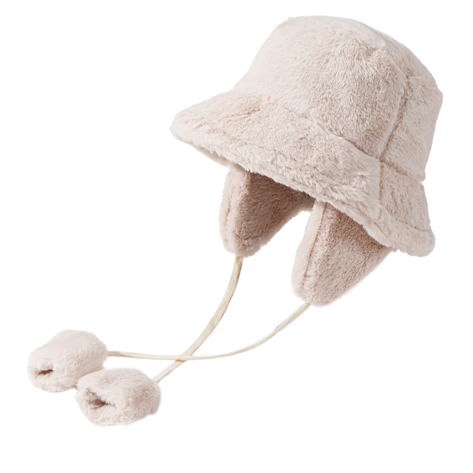 売切注意 お早めに 耳当て付き冬用 レディース 防寒防風 バケットハット 暖かい ふわふわ 小顔効果 冬毛羽が 柔らかい ハット 折りたたみ LEZOOY ハット おしゃれ 自転車 通学 ウォーキング ワンサイズ