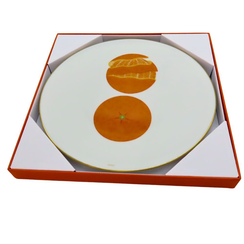 中古】 HERMES エルメス デザートプレート カオルミ オレンジ 皿 24cm