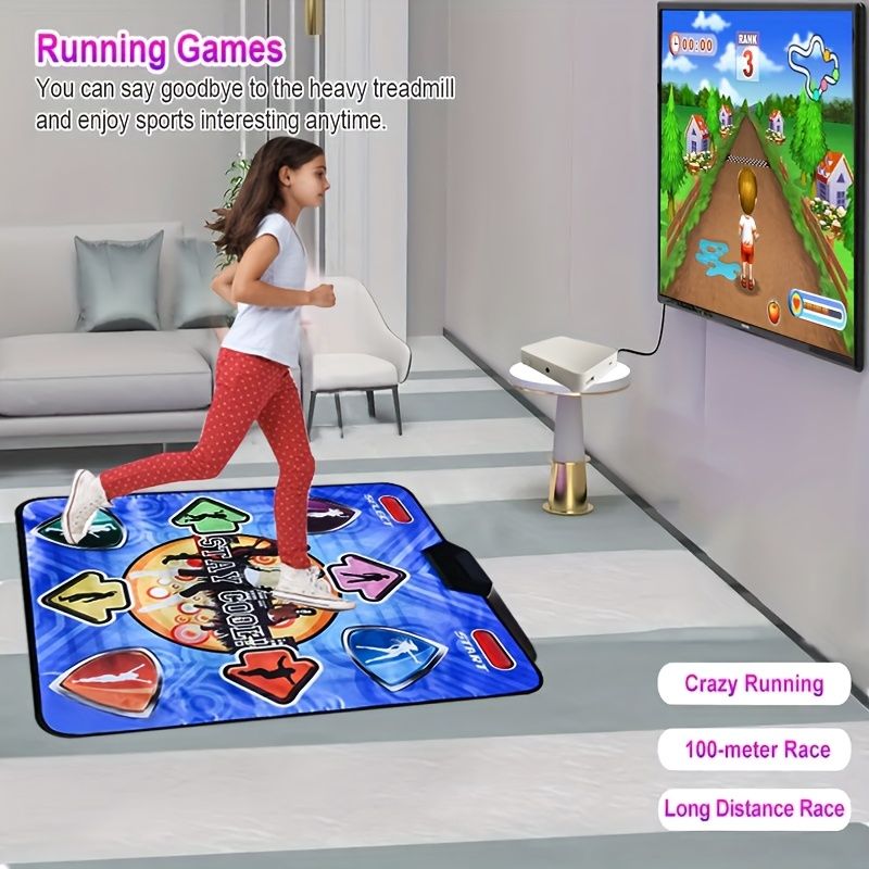 家族スポーツダンスマット 複数のゲーム-ソング - USB電源 耐久性のあるPVC 青-黄色のデザイン 家庭フィットネス-エンターテイメントに最適 若者に最適なギフト 家庭用ダンスマット