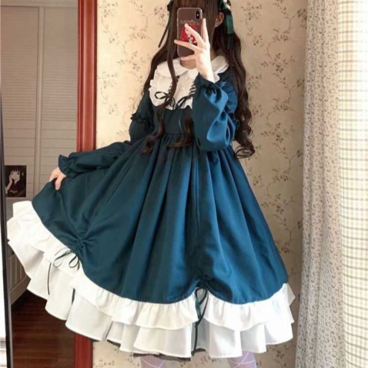 フリルワンピース メイド服 お嬢様 ゴスロリ ロリータ 赤ずきん コスプレ - メルカリ