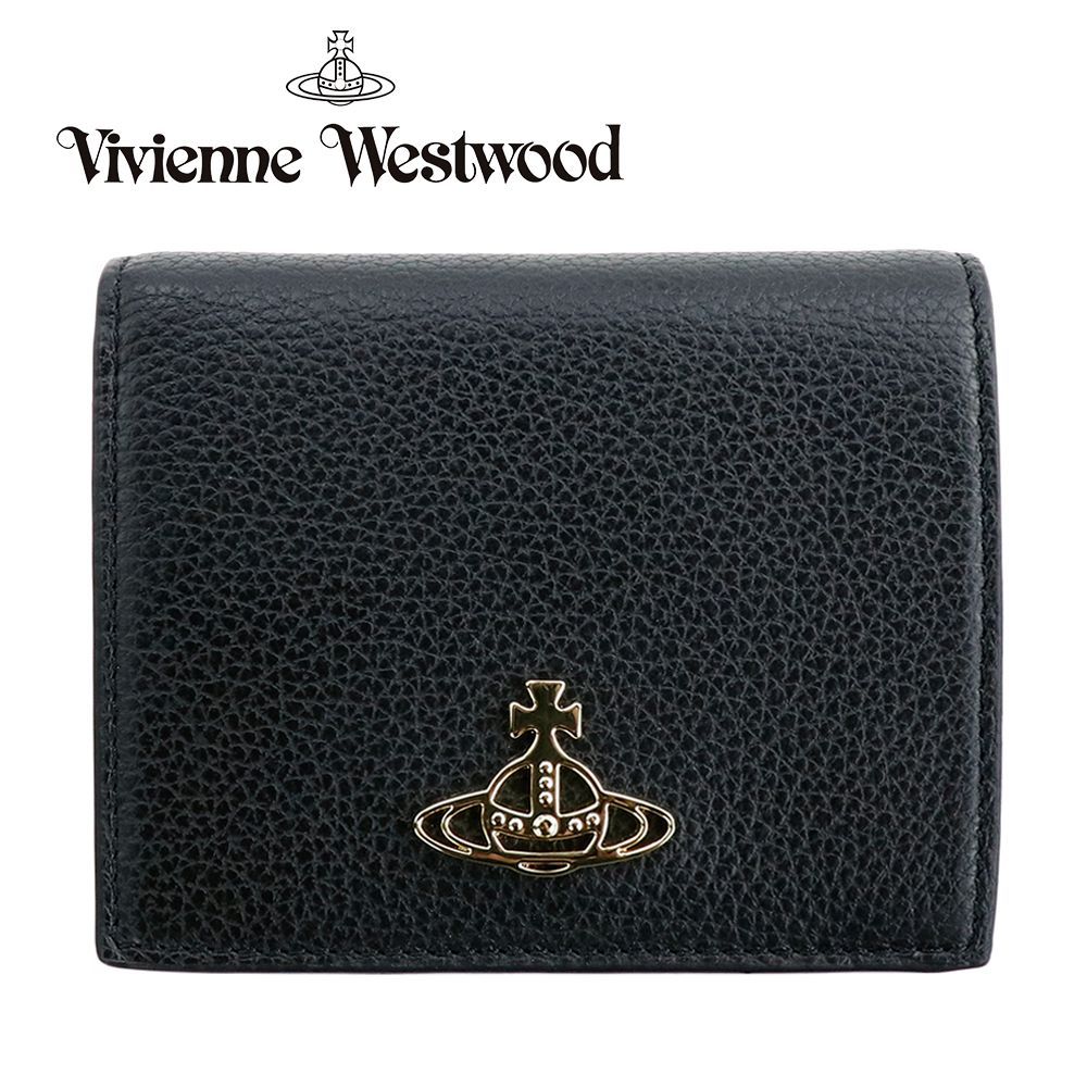 ヴィヴィアンウエストウッド 財布 二つ折り ミニ財布 Vivienne Westwood 51010024 L001J N403 BLACK ブラック  コンパクトウォレット レザー 本革 オーブ メタル - メルカリ