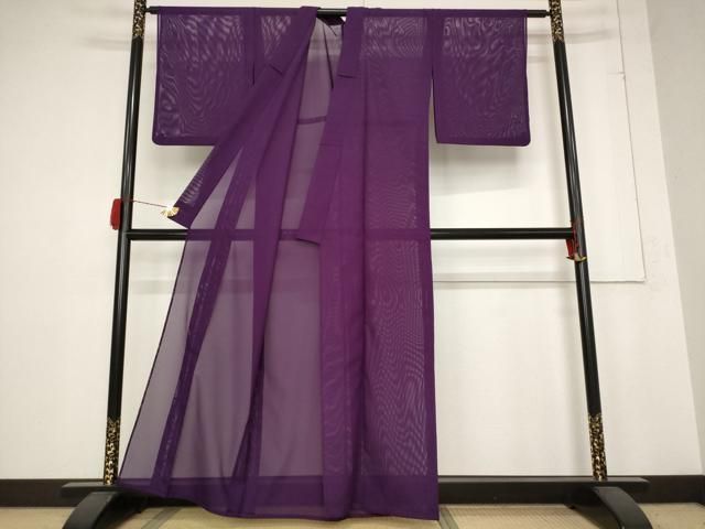 平和屋着物 夏物 色無地 絽 紫紺色 洗える着物 AABB8627st