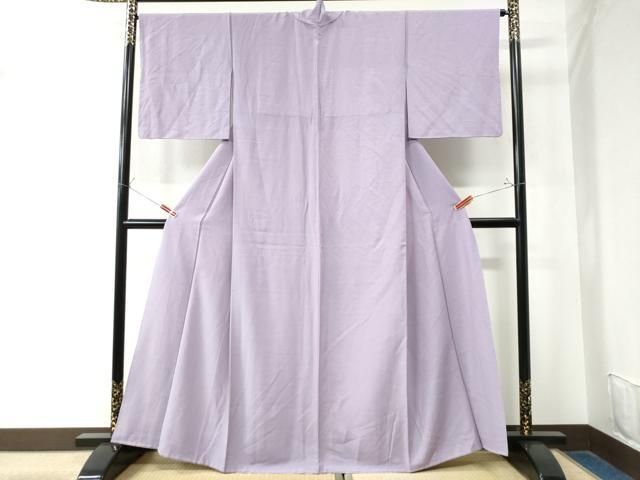 平和屋着物 上質な色無地 浅紫色 御召縮緬 正絹 CAAW8628yc