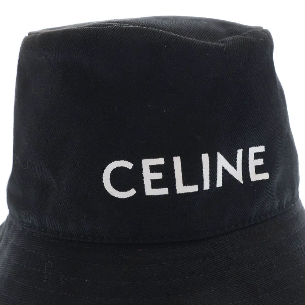 CELINE セリーヌ コットン ロゴ バケットハット メンズ ブラック
