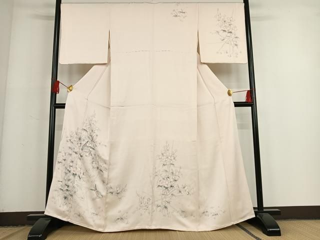 YangGracia✺美品 正絹 単衣 刺繍 トール 訪問着 A3442 新品 金駒刺繍 桜 着物 正絹 仕付け糸付 トール“花筏の躍動”訪問