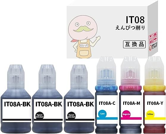 ブラック×3本 + カラー3色セット 【エコッテ】 epsonインク 用 IT08 ...