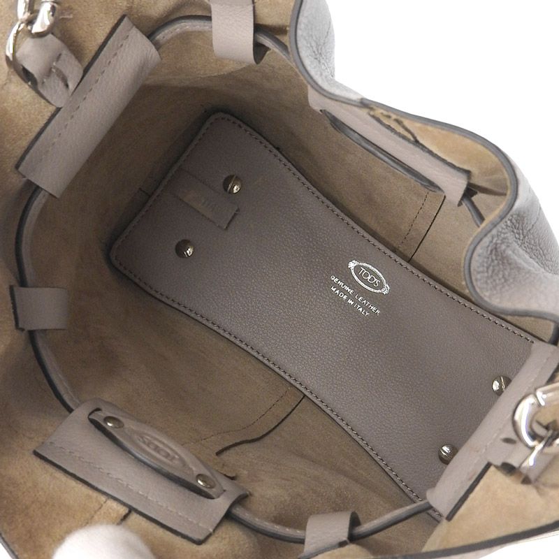トッズ TOD'S Diドローストリング ミニ 2WAY ショルダーバッグ バケットバッグ レザー グレージュ 中古 新入荷 OB2586 トッズ TOD'S Diドローストリング ミニ 2WAY ショルダーバッグ