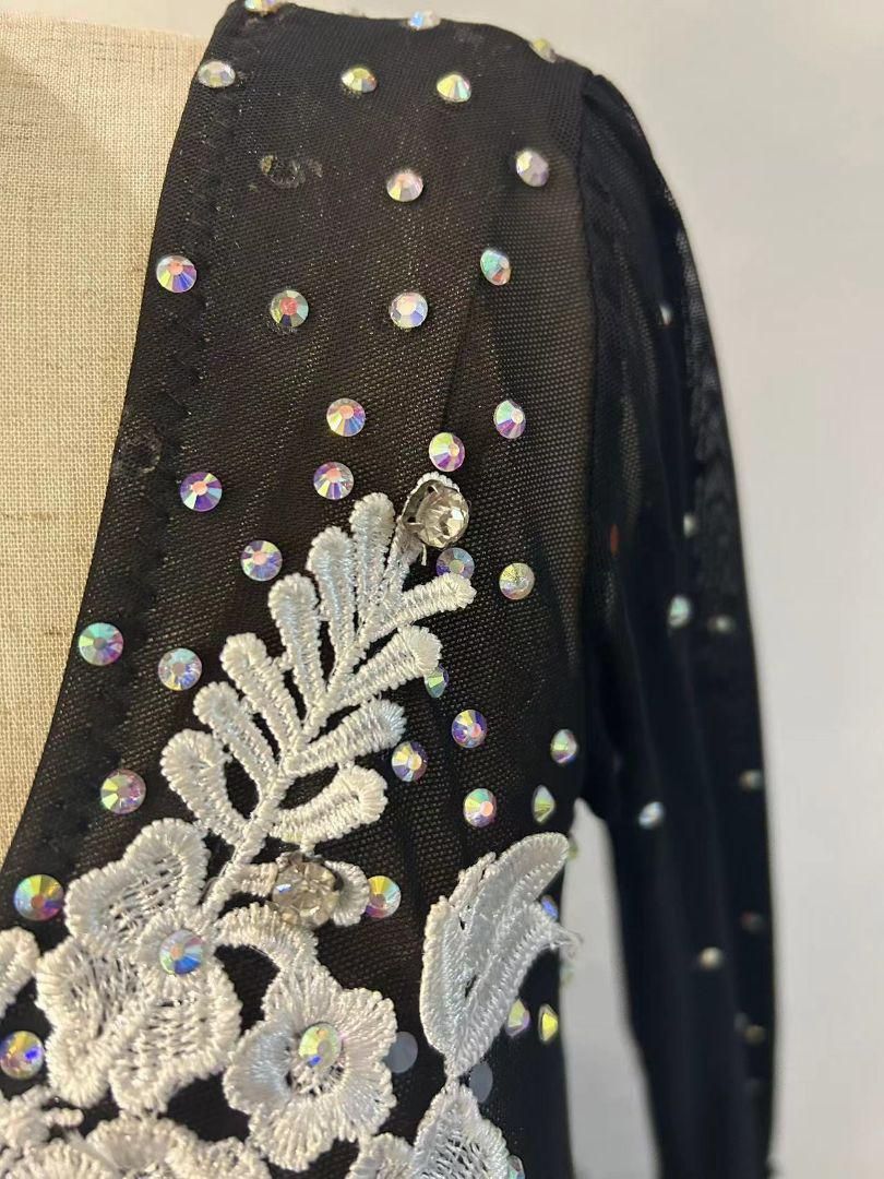 新品未使用在庫処分 社交ダンスドレス スタンダードドレス 羽根