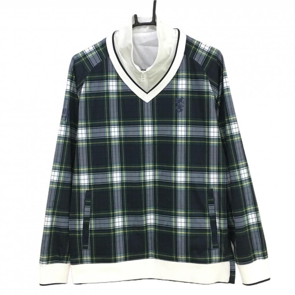 SALE価格アドミラル 2WAYスニード ネイビー×グリーン チェック ネック着脱可 Vネック メンズ L ゴルフウェア Admiral