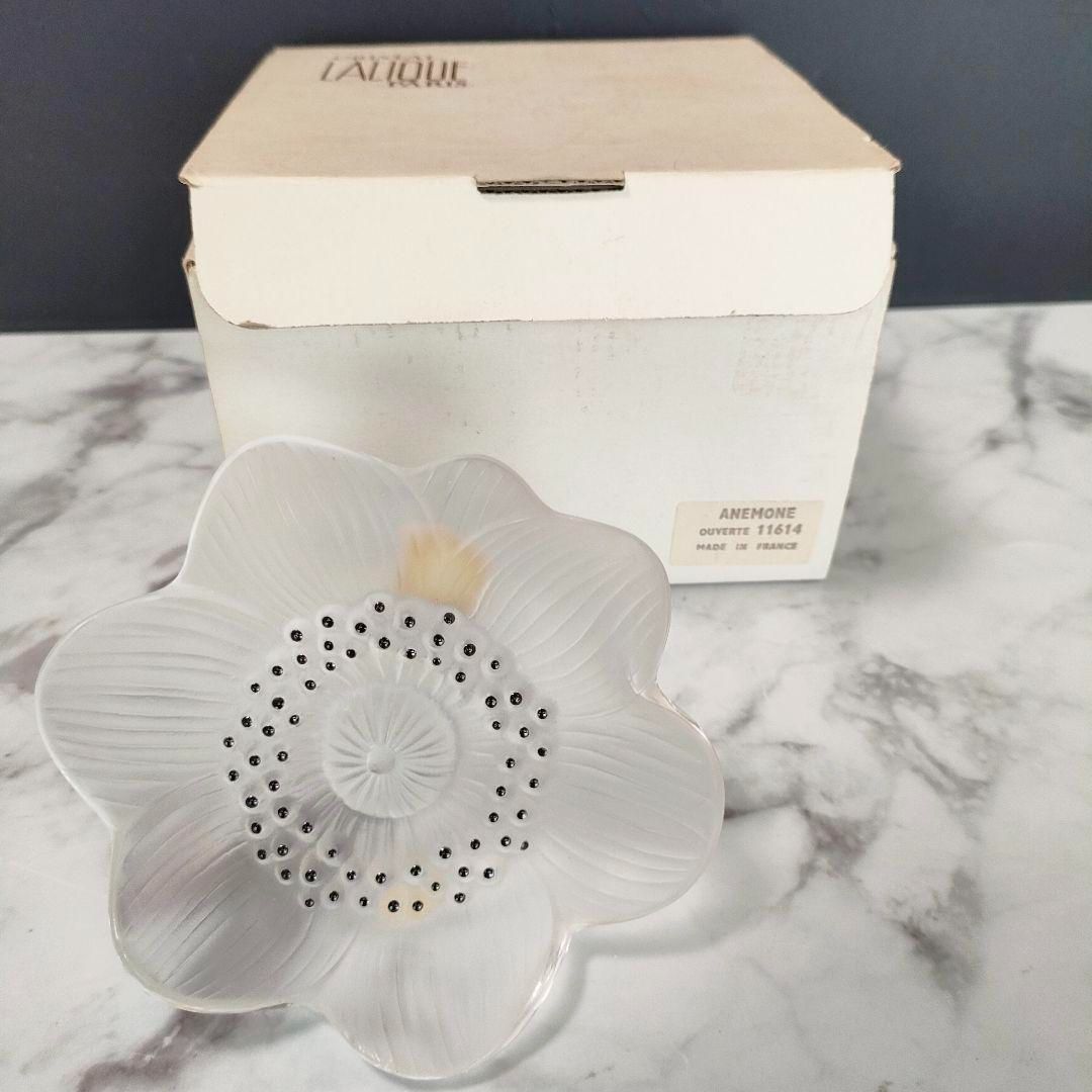 LALIQUE ラリック/ アネモネの花/ ペーパーウェイト /インテリア小物 美品◇ルネ ラリック Lalique アネモネ ペーパーウェイト 文鎮