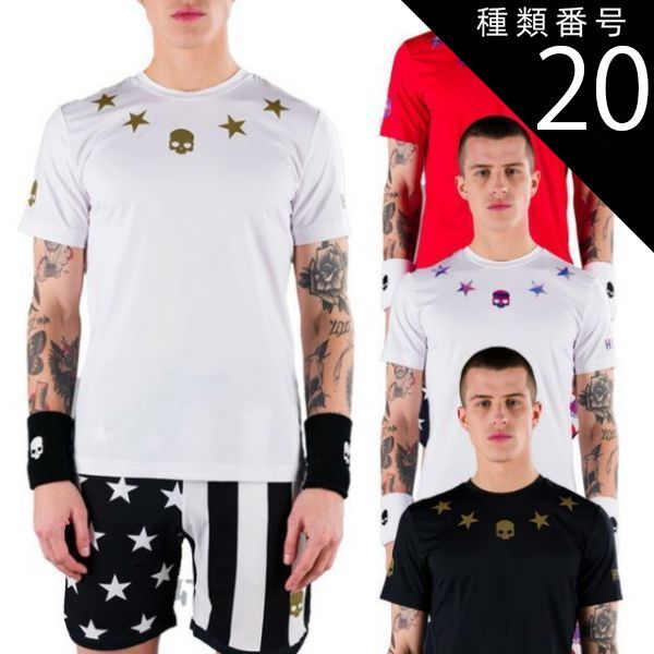 種類20:レッド×ブルー(102)/海外サイズ-XL 「USA Capsule」「海外サイズ」HYDROGEN(ハイドロゲン) 2022 メンズ STAR TECH スター テック 半袖Tシャツ T00554(22y8mテニス)(320419890)